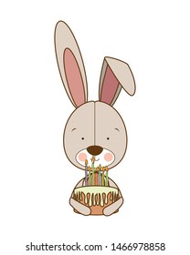 cute bunny with cake in the hand