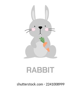 Cute bunny with carrot cartoon vector.