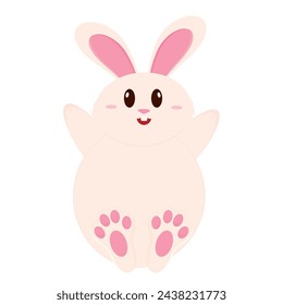 Cute bunny cartoon character Easter season Vector illustration