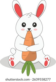 Cute Bunny Cartoon Character on White Background. Vector Illustration