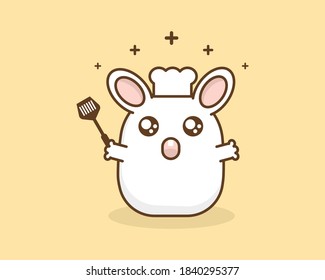 Cute bunny cartoon is chef on yellow background.Vector
