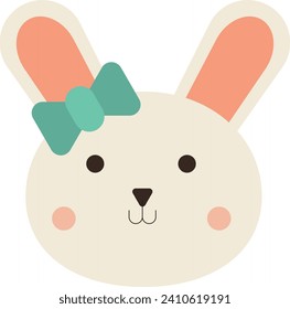 cute bunny cartoon face animal