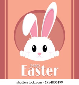 Cute bunny cartoon. Happy easter poster - Vector illustration