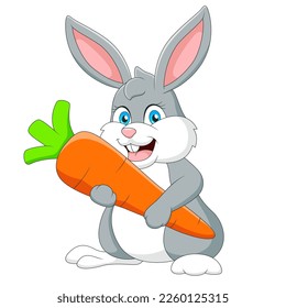 Cute bunny cartoon holding a carrot