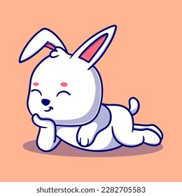 Cute bunny cartoon icon illustration. funny animal for a sticker