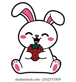 cute bunny cartoon illustration clip art. Animal Nature Icon Concept Isolated Flat