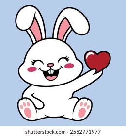 cute bunny cartoon illustration clip art. Animal Nature Icon Concept Isolated Flat