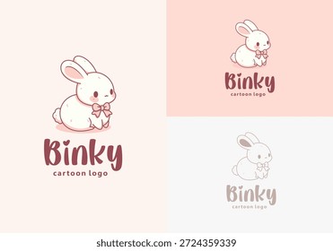 Ilustração de vetor de logotipo de desenhos animados coelho bonito