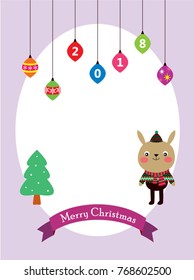 cute bunny cartoon merry christmas greeting card vector