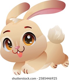 cute bunny cartoon smiling vector illustration, eps 10 file, drawing no AI generated.