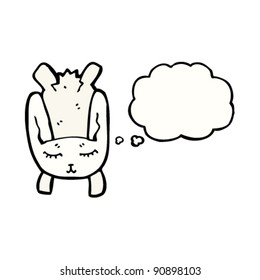 cute bunny cartoon with thought bubble