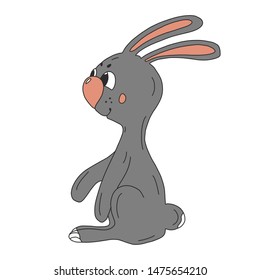 Cute bunny cartoon vector illustration. Smiling baby animal bunny in kawaii style isolated on white background. EPS 10.