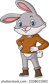 Cute bunny cartoon wearing clothes