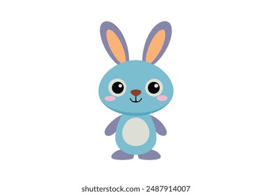 Cute Bunny character, Adorable Rabbit, Friendly vector illustration 