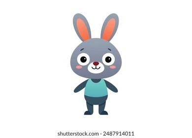 Cute Bunny character, Adorable Rabbit, Friendly vector illustration 