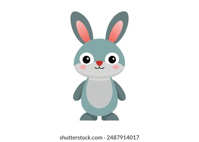 Cute Bunny character, Adorable Rabbit, Friendly vector illustration 