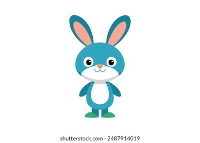 Cute Bunny character, Adorable Rabbit, Friendly vector illustration 