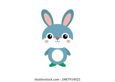 Cute Bunny character, Adorable Rabbit, Friendly vector illustration 