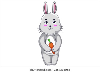 Cute Bunny Character Design Illustration