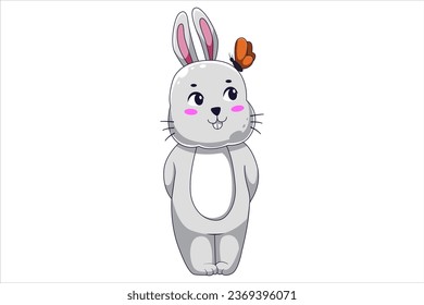 Cute Bunny Character Design Illustration
