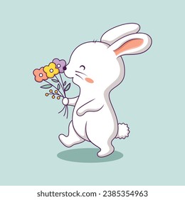 Cute Bunny Character Design Illustration