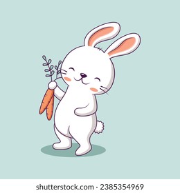 Cute Bunny Character Design Illustration