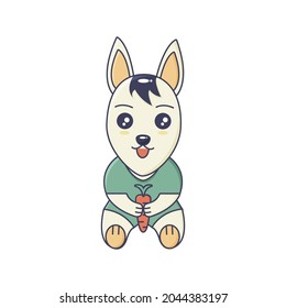 Cute bunny character holding a carrot