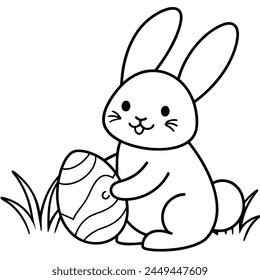 Cute Bunny Character with Huge Ripe Carrot Crop Vector Illustration