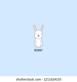 Cute bunny character icon, vector illustration
