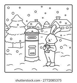 Cute Bunny Checking Snowy