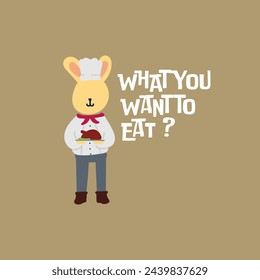 Cute bunny chef vector illustration for fabric, textile and print