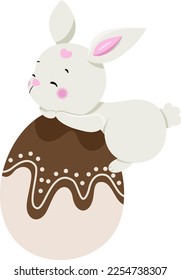 Cute bunny with chocolate easter egg
