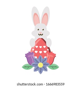 cute bunny in a christmas gift box on white background vector illustration design