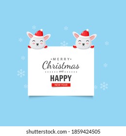 Cute bunny with Christmas and New Year wishes