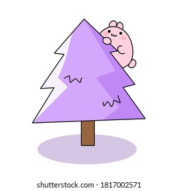 Cute-Hase mit Weihnachtsbaum