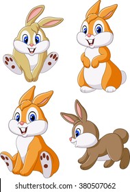 Cute bunny collection set isolated on white background
