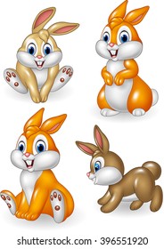 Cute bunny collection set isolated on white background