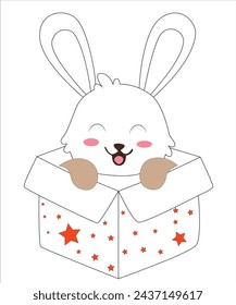 Cute bunny coloring page for kid