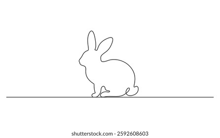 Cute bunny continuous one line drawing. Easter banner concept. Vector illustration