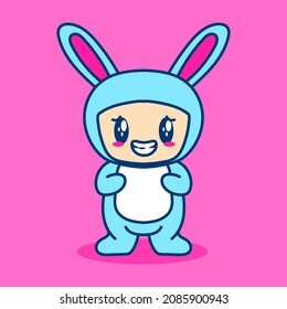 cute bunny costume character vector