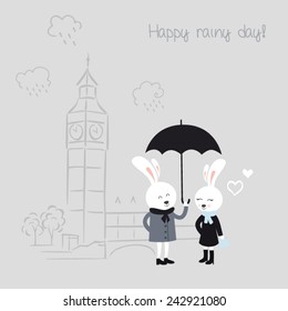 Cute bunny couple with Big Ben in the background