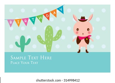 cute bunny cowboy birthday greeting card