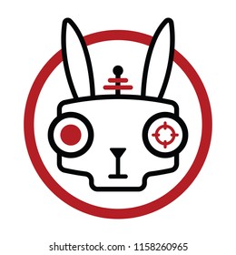 A cute bunny cyborg character in vector format.