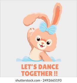 cute bunny dancing. art for shirt