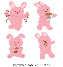 Cute Bunny with Dates Ramadan Kareem Islamic Vector Set