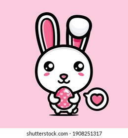 cute bunny with decorative eggs happy easter day