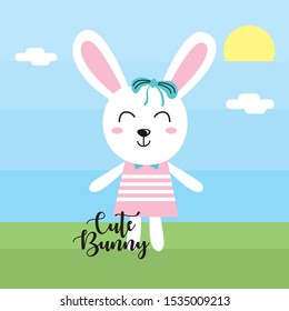 Cute Bunny Design Sky Background Good Stock Vector (Royalty Free ...