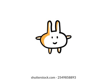 A cute bunny doll in a children's illustration style.

