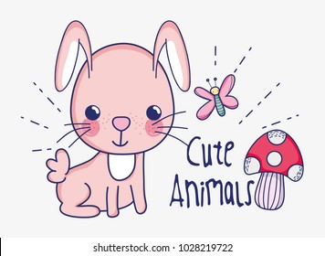 Cute bunny doodle cartoon
