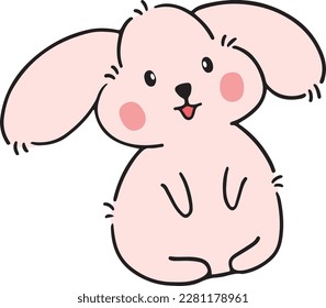 Cute Bunny Doodle Hand draw Cartoon.